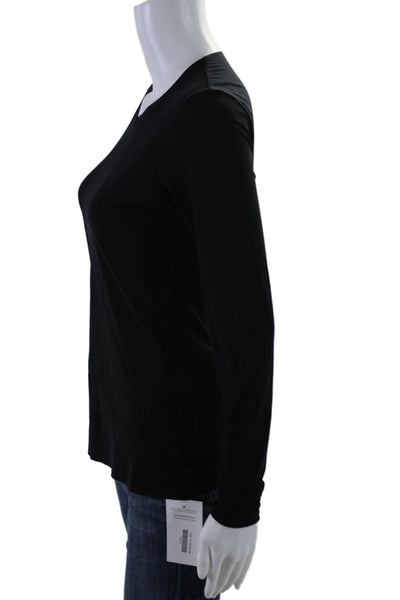 Commando Women's Round Neck Long Sleeves Fitted Blouse Black Size M