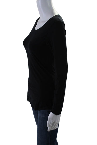 Commando Women's Round Neck Long Sleeves Fitted Blouse Black Size S