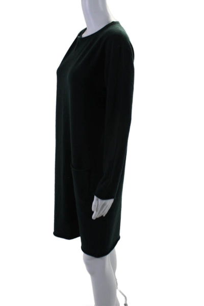 Lamberto Losani Women's Cashmere Long Sleeves Mini Sweater Dress Green Size 42