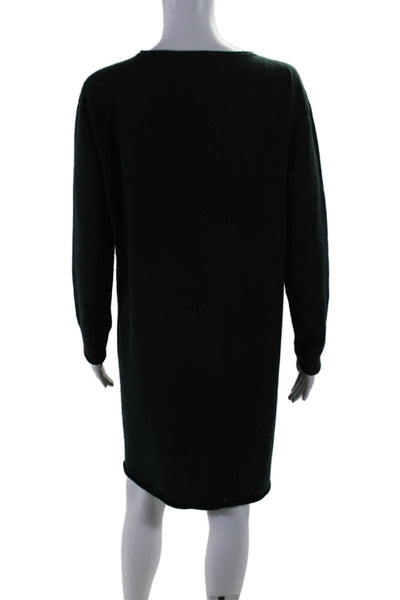 Lamberto Losani Women's Cashmere Long Sleeves Mini Sweater Dress Green Size 42