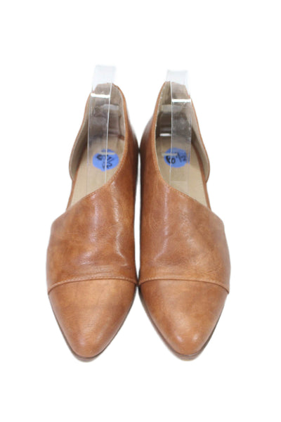 Catherine Catherine Malandrino Womens Leather Pointed Toe Flats Brown Size 6.5