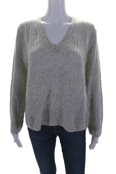 Line Womens Cashmere Knit V-Neck Long Sleeve Pullover Sweater Top Gray Size S