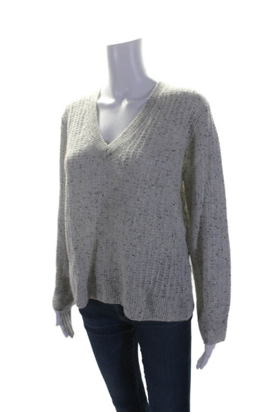 Line Womens Cashmere Knit V-Neck Long Sleeve Pullover Sweater Top Gray Size S