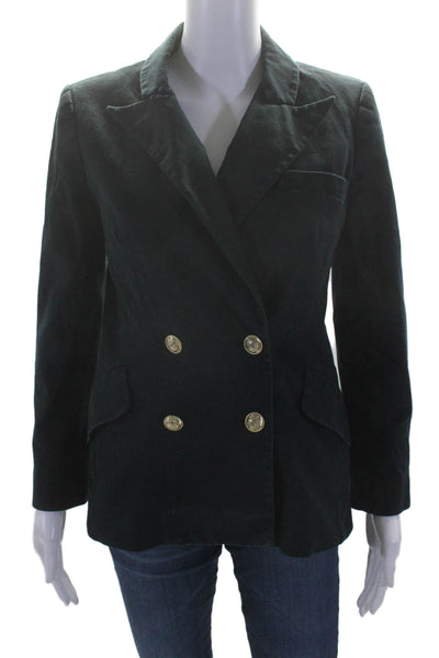 Derek Lam 10 Crosby Womens Cotton Collar Button Lined Blazer Coat Navy Size 6