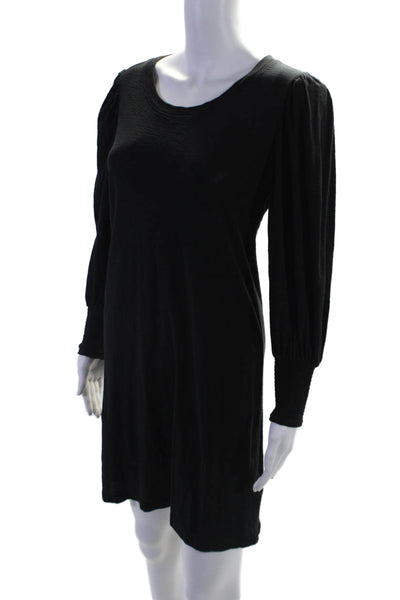 Nation LTD Women's Round Neck Long Sleeves T-Shirt Mini Dress Black Size M