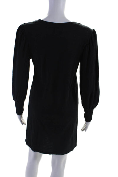Nation LTD Women's Round Neck Long Sleeves T-Shirt Mini Dress Black Size M