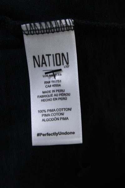 Nation LTD Women's Round Neck Long Sleeves T-Shirt Mini Dress Black Size M