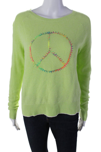 Lisa Todd Women's Round Neck Long Sleeves Pullover Sweater Neon Green Size M