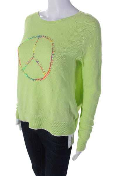 Lisa Todd Women's Round Neck Long Sleeves Pullover Sweater Neon Green Size M