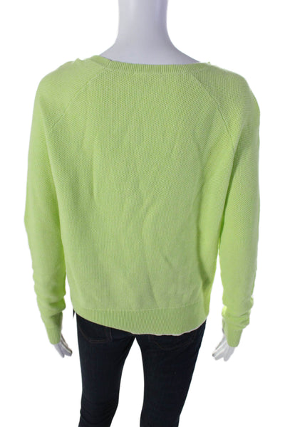 Lisa Todd Women's Round Neck Long Sleeves Pullover Sweater Neon Green Size M