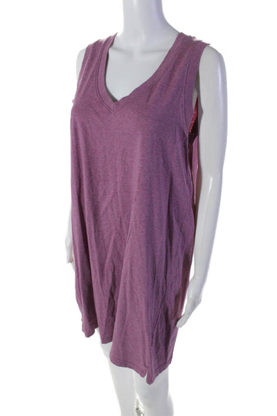 Pact Women's V-Neck Sleeveless A-Line Mini T-Shirt Dress Mauve Size M