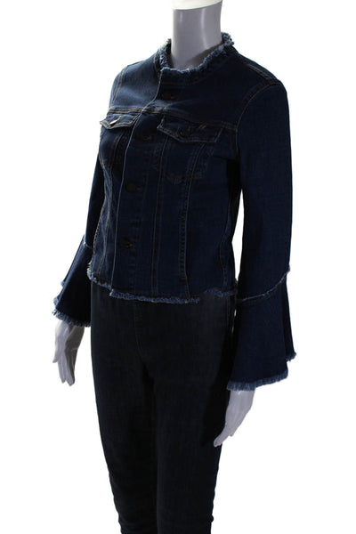 Atelier Notify Womens Cotton Fray Lined Button Denim Jacket Blue Size S