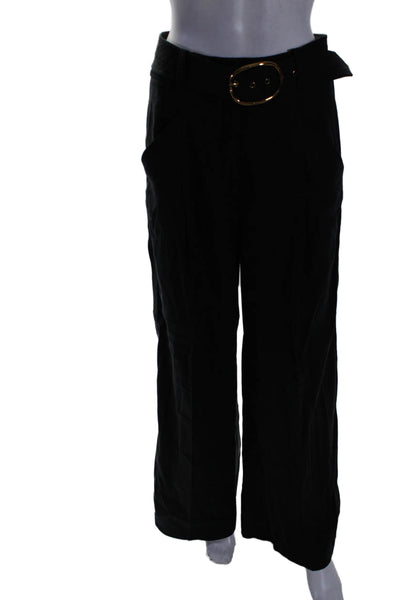 Veronica Beard Womens Linen Blend High-Rise Wide Leg Pants Black Size 6