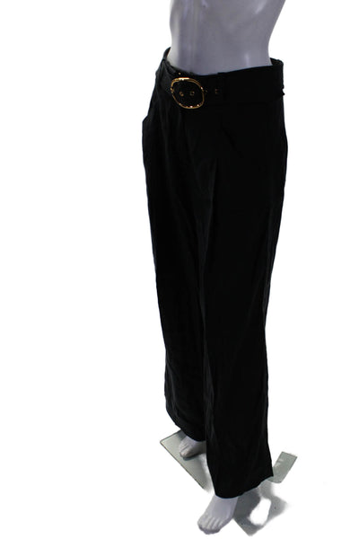 Veronica Beard Womens Linen Blend High-Rise Wide Leg Pants Black Size 6