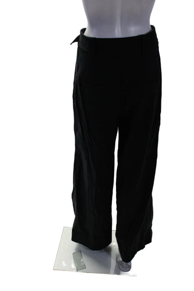 Veronica Beard Womens Linen Blend High-Rise Wide Leg Pants Black Size 6