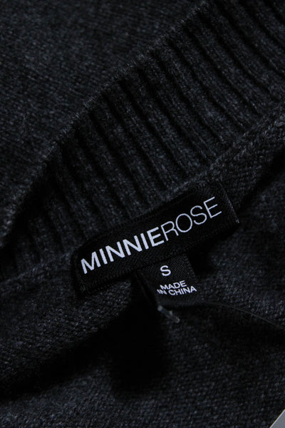 Minnie Rose Womens Cashmere V-Neck Long Sleeve Pullover Sweater Top Gray Size S