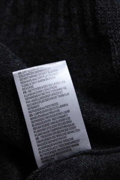 Minnie Rose Womens Cashmere V-Neck Long Sleeve Pullover Sweater Top Gray Size S