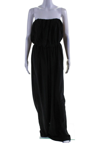 Thakoon Addition Womens Strapless Wide Leg Silk Jumpsuit Black Size Large