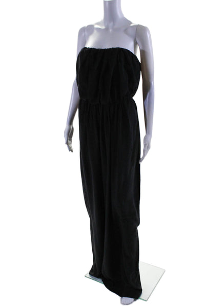 Thakoon Addition Womens Strapless Wide Leg Silk Jumpsuit Black Size Large