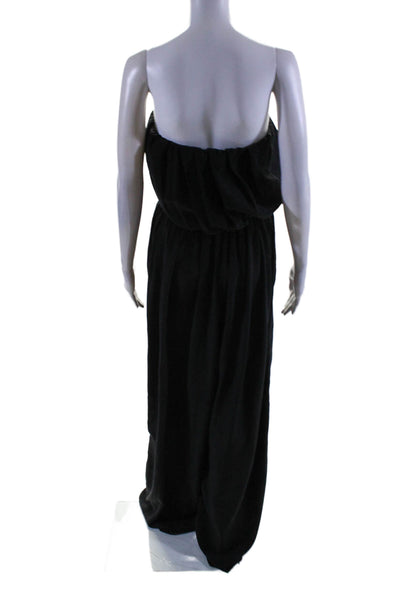 Thakoon Addition Womens Strapless Wide Leg Silk Jumpsuit Black Size Large