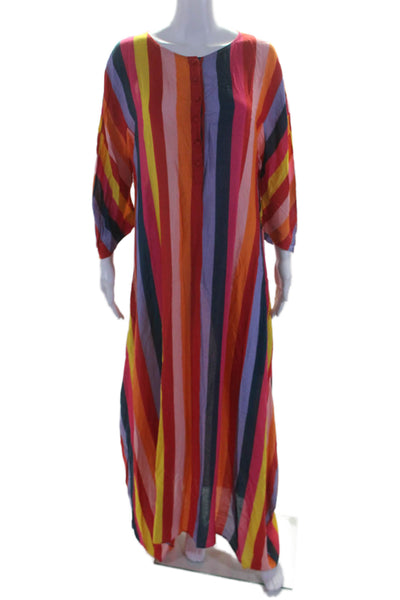 Debonnaire Womens 3/4 Sleeve V Neck Striped Maxi Dress Multicolored Size 0X