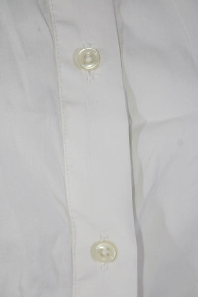 Sara Roka Womens Short Sleeve Collared Oversized Shirt White Size Large