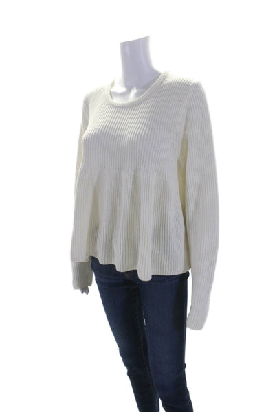 Madewell Womens Long Sleeve Scoop Neck Oversized Sweater White Cotton Size XL