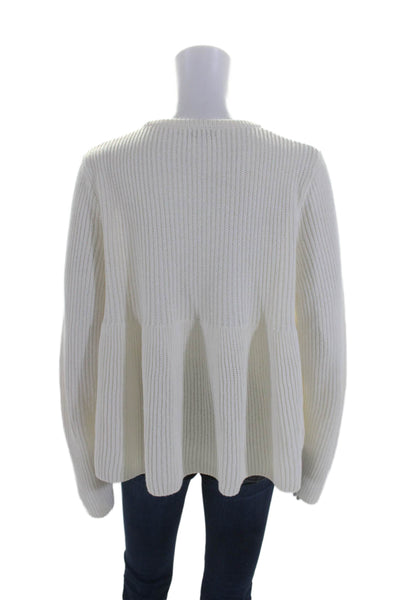 Madewell Womens Long Sleeve Scoop Neck Oversized Sweater White Cotton Size XL