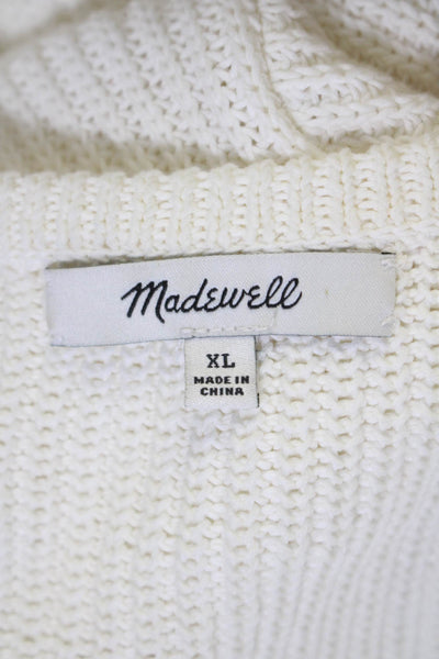 Madewell Womens Long Sleeve Scoop Neck Oversized Sweater White Cotton Size XL