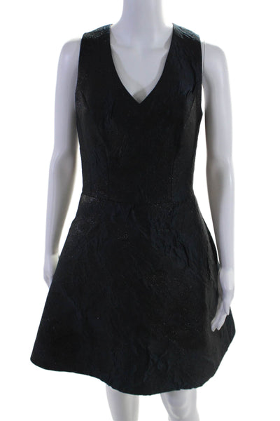 Nina Bauer Collection V-Neck Sleeveless Glitter Flare Mini Dress Black Size S