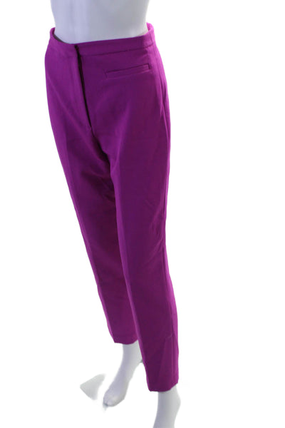 Milly Womens Flat Front High-Rise Tapered Pants Trousers Purple Size 6