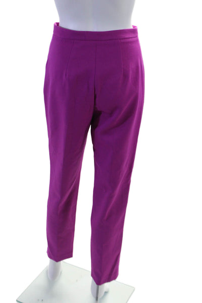 Milly Womens Flat Front High-Rise Tapered Pants Trousers Purple Size 6