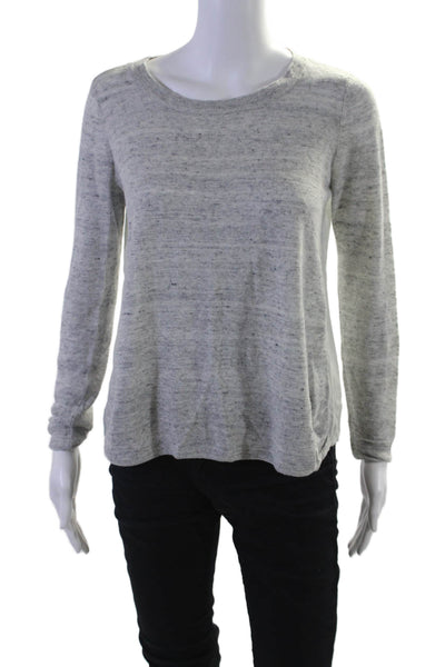 Joie Womens Round Neck Long Sleeve Pullover Knit Top Gray Size XS