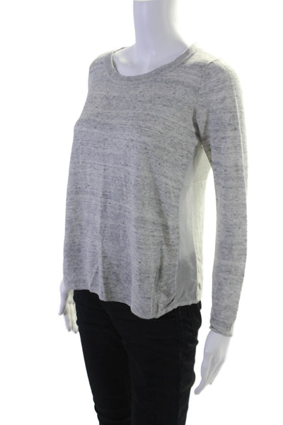 Joie Womens Round Neck Long Sleeve Pullover Knit Top Gray Size XS