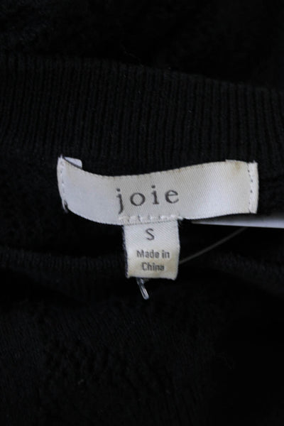 Joie Womens Cotton Blend Round Neck Short Sleeve Pullover Knit Top Black Size S