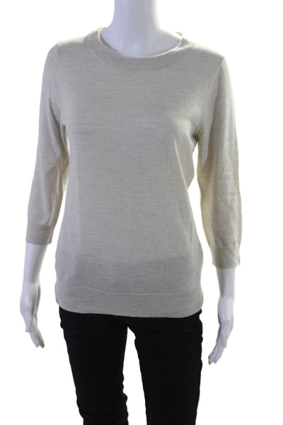 J Crew Womens Wool Round Neck Long Sleeve Pullover Knit Top Gray Size S