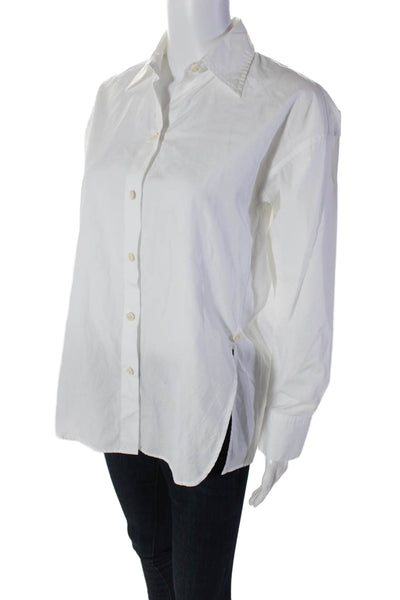 Vince Womens Cotton Long Sleeve Collared Buttoned-Up Top White Size 2XS