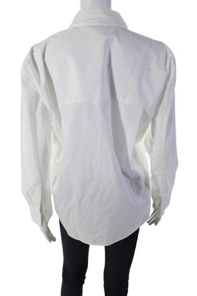 Vince Womens Cotton Long Sleeve Collared Buttoned-Up Top White Size 2XS