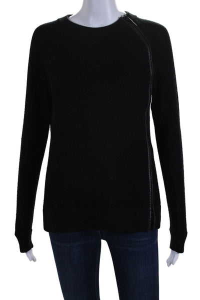 Vince Womens Wool Textured Side Zipped Long Sleeved Sweater Black Size XS