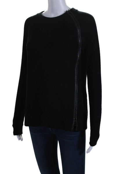 Vince Womens Wool Textured Side Zipped Long Sleeved Sweater Black Size XS