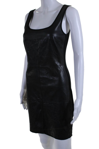 Bailey 44 Womens Black Vegan Leather Scoop Neck Sleeveless Mini Dress Size S