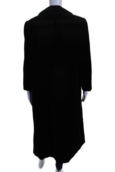 Designer Womens Velvet Jeweled Button Down Long Sleeves Coat Black Size Medium