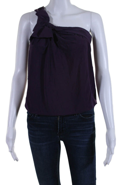 BCBGMAXAZRIA Womens One Shoulder Knit Blouse Top Purple Size Extra Small