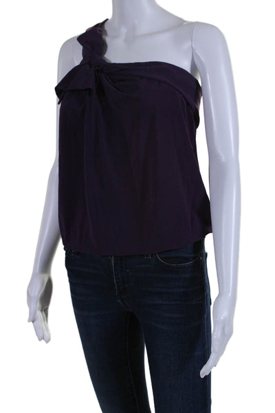 BCBGMAXAZRIA Womens One Shoulder Knit Blouse Top Purple Size Extra Small