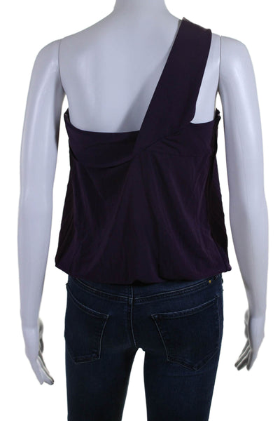 BCBGMAXAZRIA Womens One Shoulder Knit Blouse Top Purple Size Extra Small