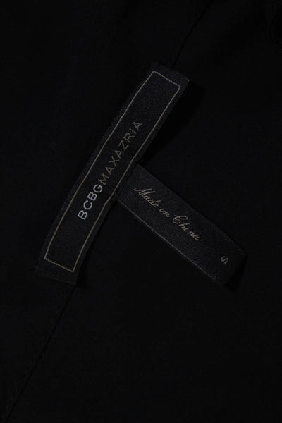 BCBGMAXAZRIA Womens Long Sleeve Collared V Neck Lightweight Shirt Black Small