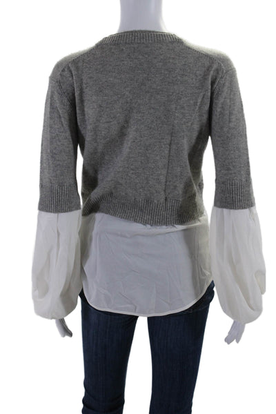 Brochu Walker Womens Long Sleeve Crew Neck Layered Sweater Gray White Size XS