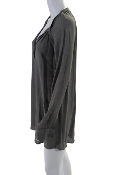 BCBGMAXAZRIA Womens Long Sleeve V Neck Mini Shirt Dress Gray Size Extra Small