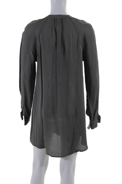 BCBGMAXAZRIA Womens Long Sleeve V Neck Mini Shirt Dress Gray Size Extra Small