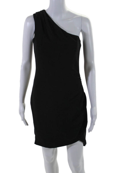 Shoshanna Womens Textured Sleeveless One Shoulder Ruched Pencil Dress Black Size